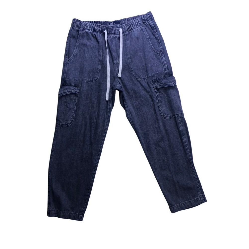 Gap Easy Jean Cargo Pants Womens Medium Grey  Elastic Waist Utility